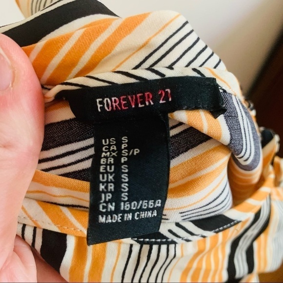 FOREVER 21 Orange Striped Jumpsuit Sz S - Picture 6 of 10
